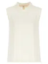 Valentino Draped Neckline Sleeveless Top