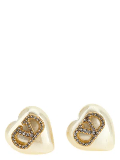 Valentino Garavani Vlogo Signature Heart Earrings In Gold