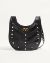 Valentino Garavani  Garavani Hoboho Small Nappa Leather Hobo Bag With Chevron Pattern And S In Black