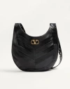 Valentino Garavani  Garavani Hoboho Nappa Leather Hobo Bag With Chevron Pattern Woman Black In Black