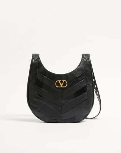Valentino Garavani Hoboho Small Hobo Bag In Chevron-patterned Nappa Leather Woman