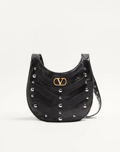 Valentino Garavani Hoboho Small Nappa Leather Hobo Bag With Chevron Pattern And S In Black