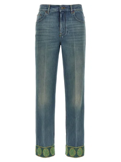Valentino Garavani Straight-leg Jeans With Decorative Cuffs In Black