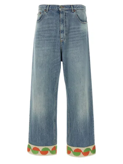 Valentino Blue Jacquard Hem Jeans