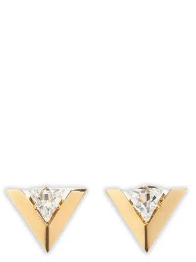 Valentino Garavani Triangular Crystal Stud Earrings In Gold