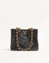 Valentino Garavani  Garavani Laseine Shopping Bag In Nappa Leather With A Chevron Pattern W In Black
