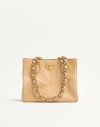 Valentino Small Lambskin Laseine Tote Bag In Neutral