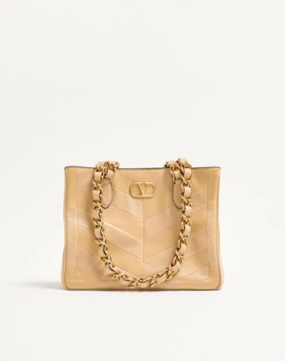 VALENTINO GARAVANI VALENTINO GARAVANI VALENTINO GARAVANI LASEINE SMALL SHOPPING BAG IN CHEVRON-PATTERNED NAPPA LEATHER 