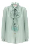 Valentino Silk Blouse With Bow Detail In Green
