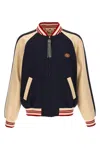 Valentino Sporty Bomber Jacket With Embroidered Details In Blue