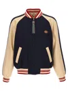 Valentino Sporty Bomber Jacket With Embroidered Details In Blue