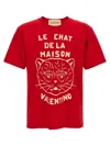 Valentino Garavani T-shirt With Le Chat De La Maison Print In Red