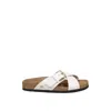 Valentino Velluto Leather Crisscross Buckle Sandals In White