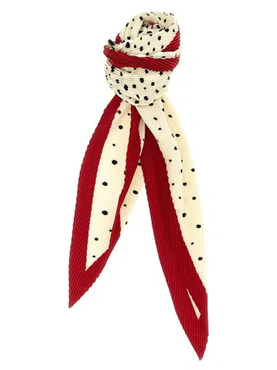 Valentino Garavani Pleated Silk Bicolor Scarf In Red