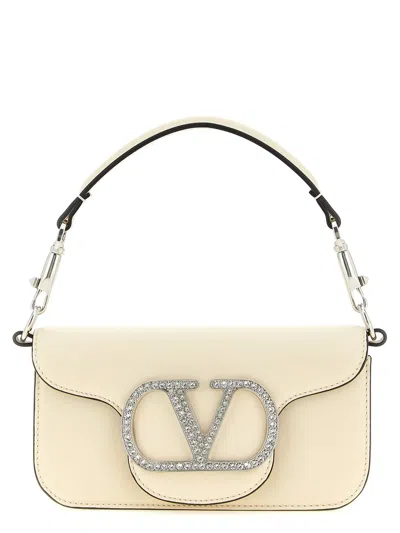 Valentino Garavani Locò Small Shoulder Bag With Jewel Logo Woman Ivory Uni In White