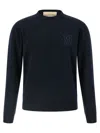 Valentino Wool Crew Neck Sweater In Blue