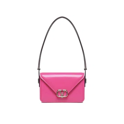 Valentino Garavani Small Letter Smooth-grain Shoulder Bag In Pink