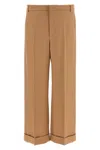 Valentino Wool Pants With Cuffed Hem And Pleated Front In Brown
