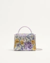 Valentino Garavani  Garavani Mini Vsling Handbag With Flowerism Rhinestone Motif And Jewel  In Purple