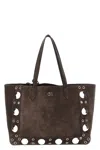 Valentino Suede Shoulder Bag With Maxi Metal Studs In Brown