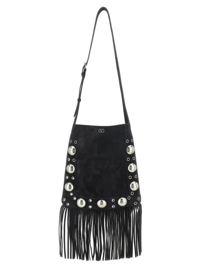 Valentino Garavani Fringed Stud-embellished Tote Bag In Pink