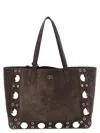 Valentino Suede Shoulder Bag With Maxi Metal Studs In Brown