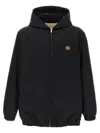 Valentino Garavani Nylon Hooded Jacket With Drawstring In Black