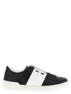 Valentino Garavani Open Leather Sneakers With Contrast Band And Stud Details Shoes In Black