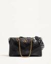 Valentino Garavani  Garavani Panthea Shoulder Bag In Nappa Leather With Chevron Pattern Wom In Black