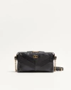 Valentino Garavani Panthea Small Shoulder Bag In Nappa Leather With A Chevron Pat In Black