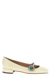 Valentino Embellished Square Toe Ballet Flats With Low Block Heel In Neutral