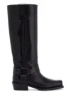Valentino Rockstud Biker Knee-high Leather Boots In Black