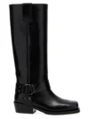 Valentino Garavani Black Leather Biker Rockstud Boots In Black