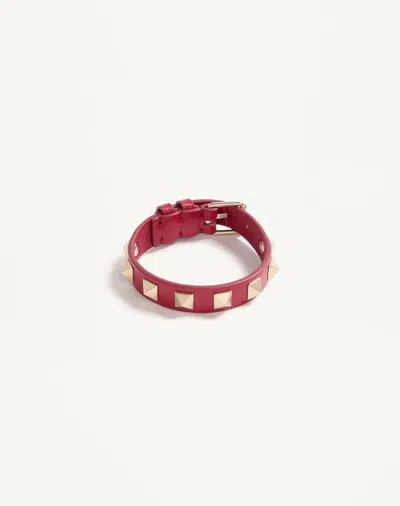 Valentino Garavani Rockstud Leather Bracelet Woman Red Uni