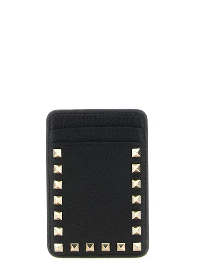 Valentino Garavani 'rockstud' Magnetic Card Holder In Black