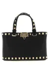 Valentino Mini Leather Rockstud Top-handle Bag In Black