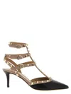 Valentino Rockstud Caged 65 Patent Ankle Strap Pump In Black