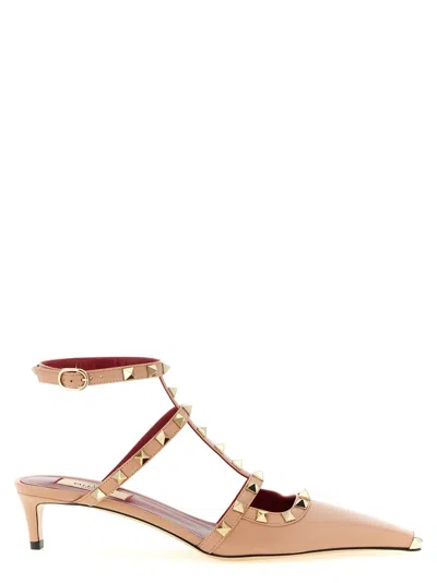Valentino Garavani Rockstud Leather Pumps With 4 Cm Heel In Pink