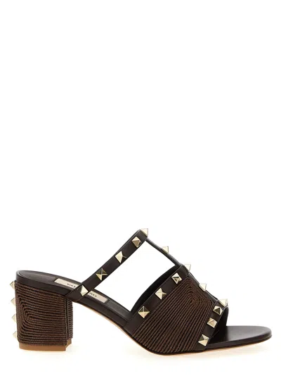 Valentino Garavani 'rockstud' Sandals In Brown