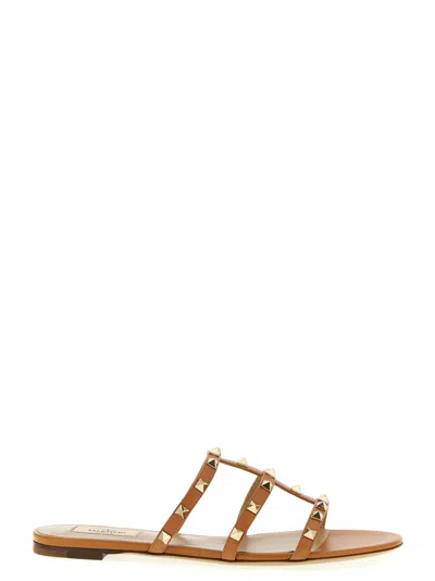 Valentino Garavani 'rockstud' Slides In Brown