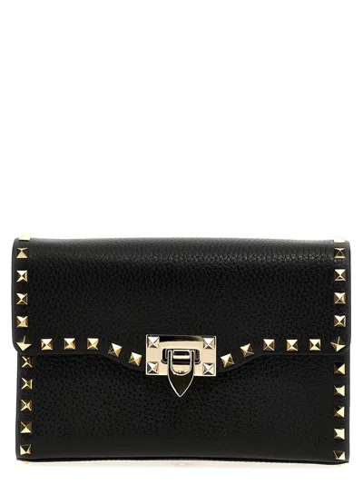 Valentino Garavani Rockstud Small Leather Shoulder Bag In Black