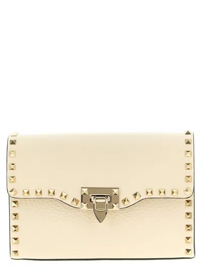 Valentino Garavani Small Leather Rockstud Cross-body Bag In Neutral