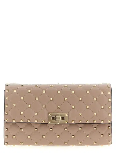 Valentino Garavani Spike Quilted Chain Strap Shoulder Bag In Brown