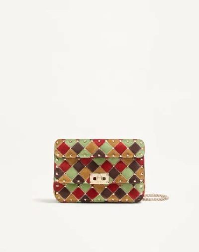 Valentino Garavani Rockstud Spike Small Bag In Patchwork Suede Woman Multicolour  In マルチカラー