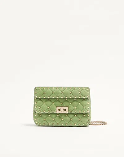 Valentino Garavani Rockstud Spike Small Suede Bag Woman Mint Uni In Green