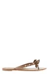 Valentino Rockstud Thong Sandals Bow Accent In Nude