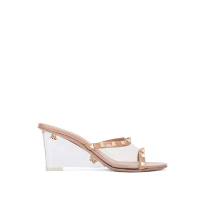 Valentino Garavani Rockstud Transparent Mules In Neutral