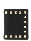 Valentino Garavani Rockstud Grainy Leather Flap Wallet Accessories In Black