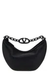 Valentino Textured Leather Chain Strap Shoulder Bag In Black