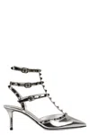 Valentino Rockstud Patent Leather Slingback Pumps In Silver
